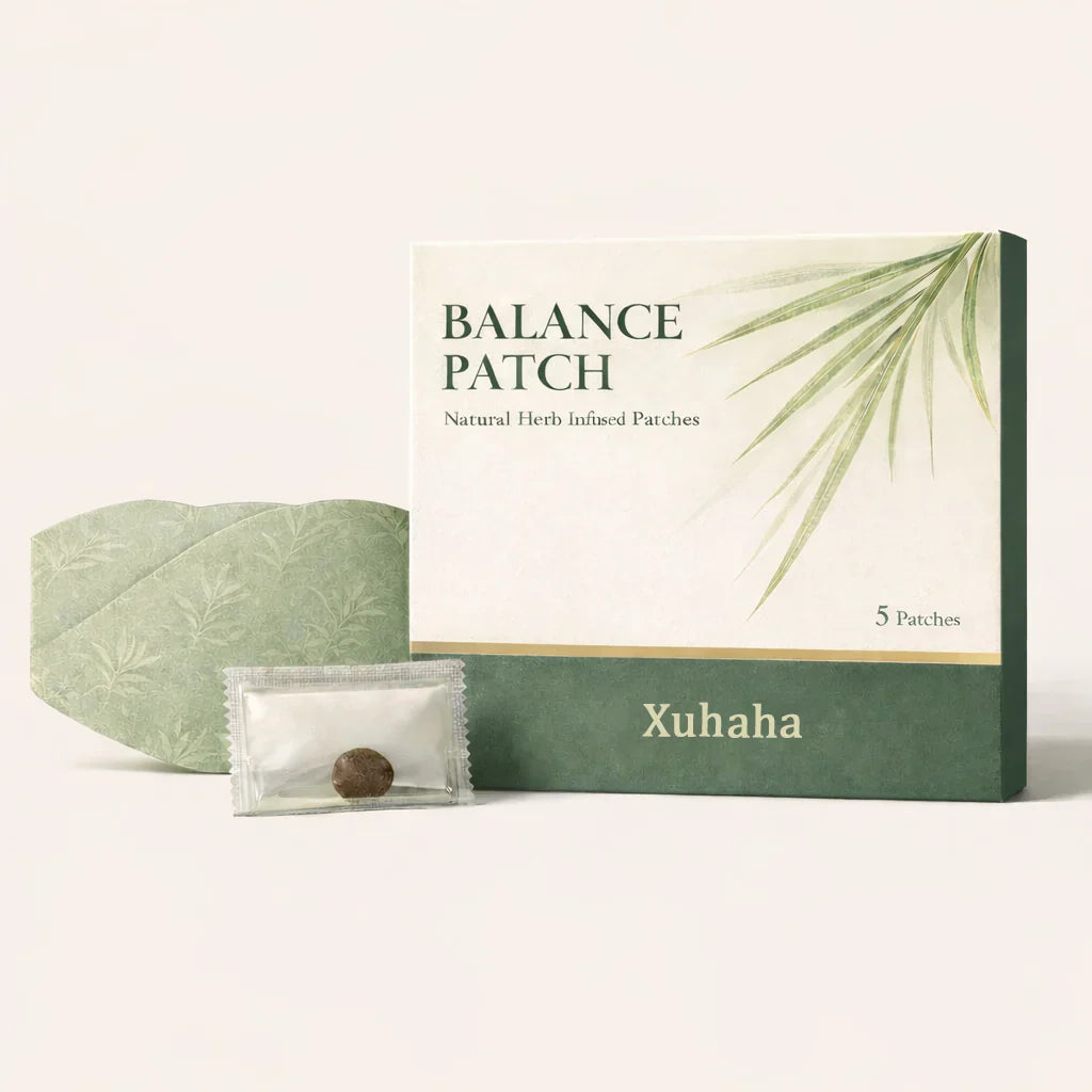 Xuhaha Balance Patch box with five herbal belly patches and individually wrapped insert